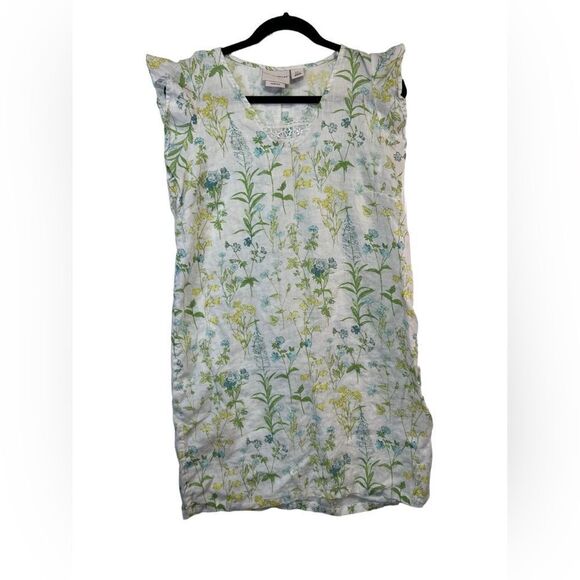 Linen Medium Laura Ashley floral ruffle sleeve midi dress - Picture 1 of 16